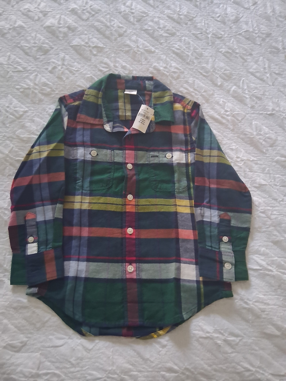 Baby Gap Boys' Long Sleeve Plaid Button-Down Shirt - Green Multi Size 4 Years